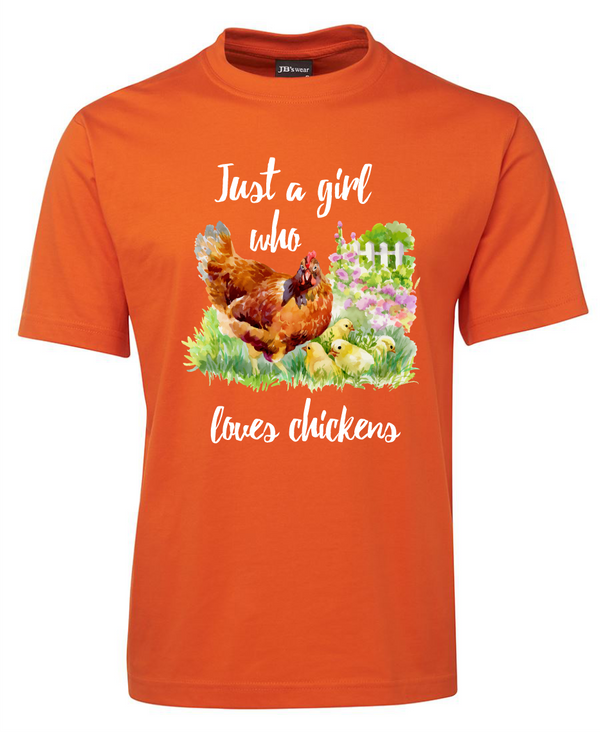 Just a girl who loves chickens tee shirt